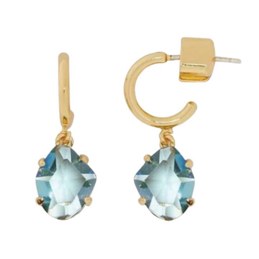 Kate Spade Treasure Trove Light Blue Gold Huggies Earrings